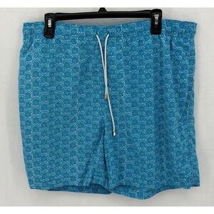 J McLaughlin Swim Trunks Mens XL Blue Geometric Mesh Lined Beach Board Shorts
